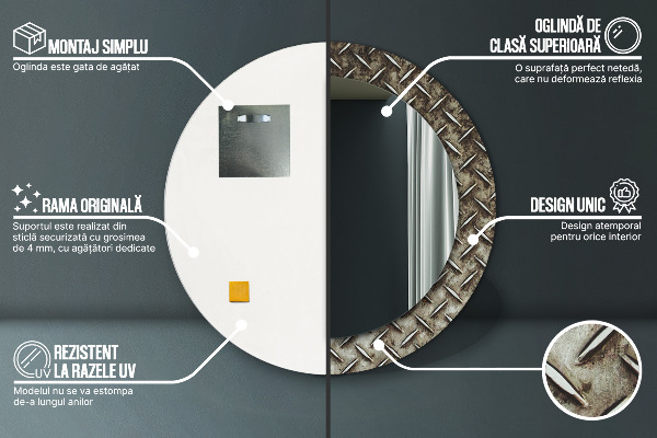 Round decorative mirror Steel texture