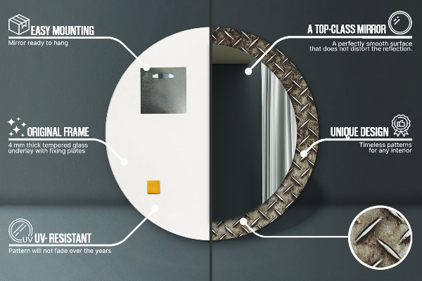 Round decorative mirror Steel texture