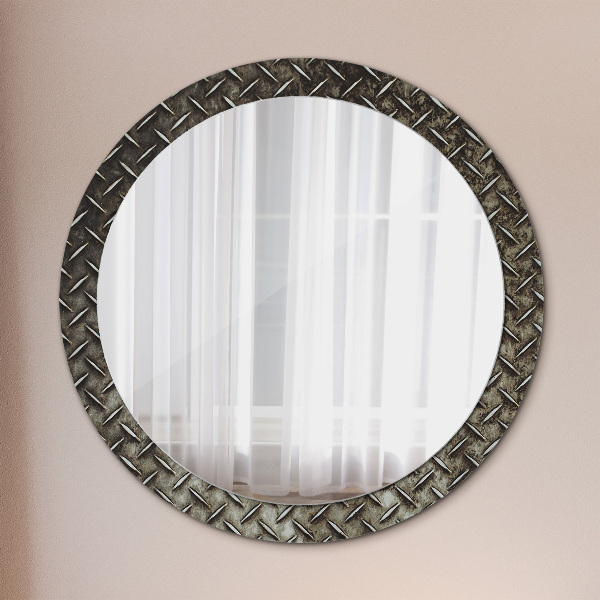Round decorative mirror Steel texture