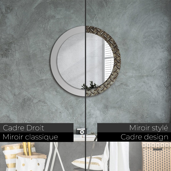 Round decorative mirror Steel texture