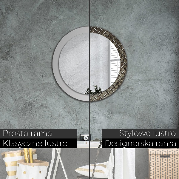 Round decorative mirror Steel texture