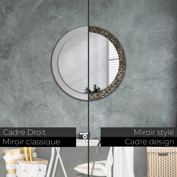 Round decorative mirror Steel texture
