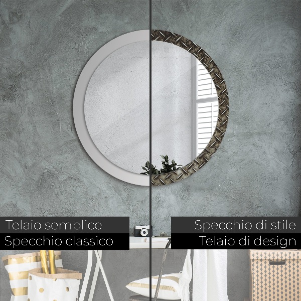 Round decorative mirror Steel texture