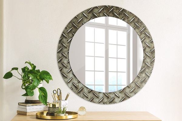 Round decorative mirror Steel texture
