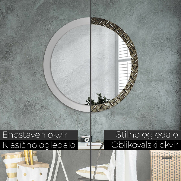 Round decorative mirror Steel texture