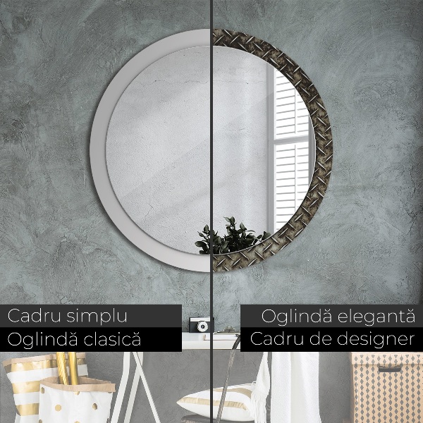 Round decorative mirror Steel texture