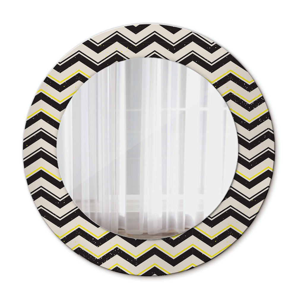Round decorative mirror Zigzag pattern