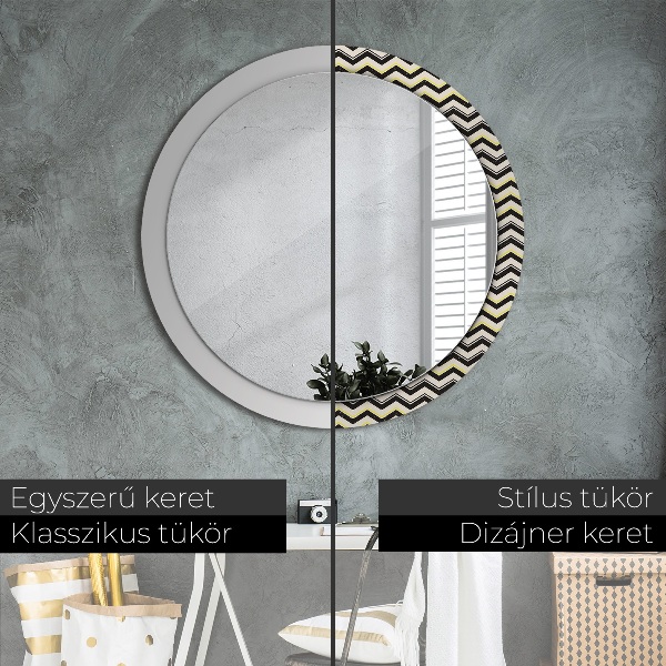 Round decorative mirror Zigzag pattern