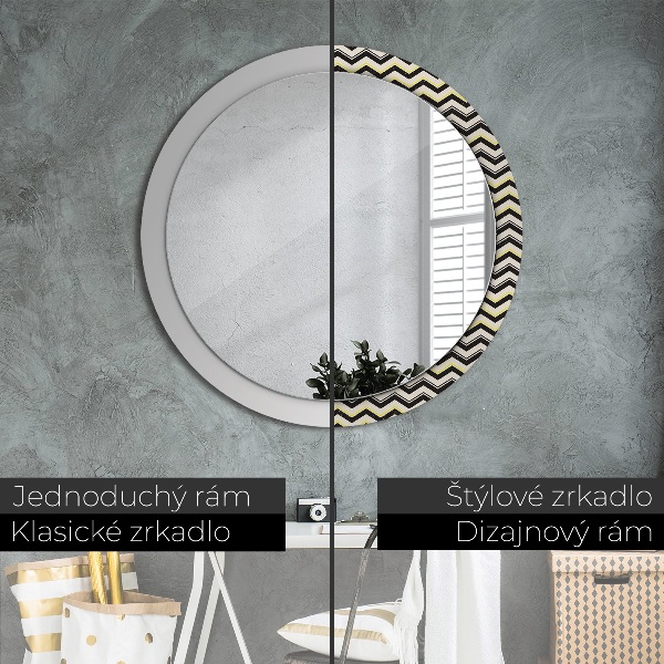Round decorative mirror Zigzag pattern