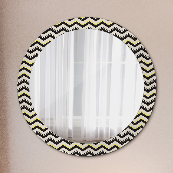 Round decorative mirror Zigzag pattern