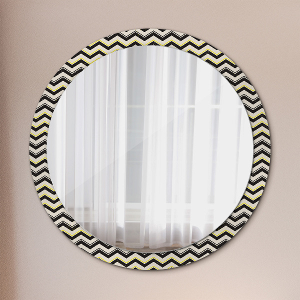 Round decorative mirror Zigzag pattern