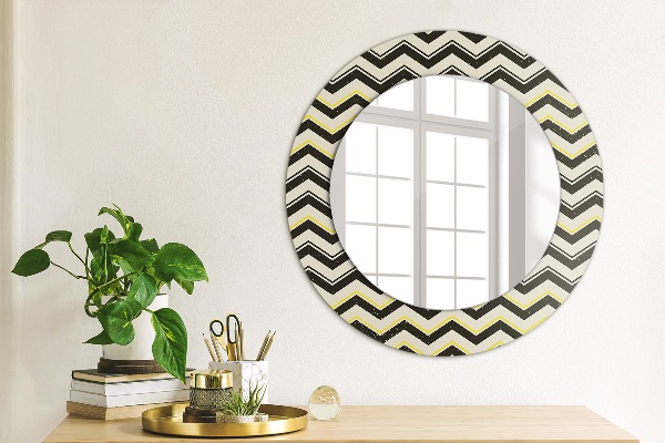 Round decorative mirror Zigzag pattern