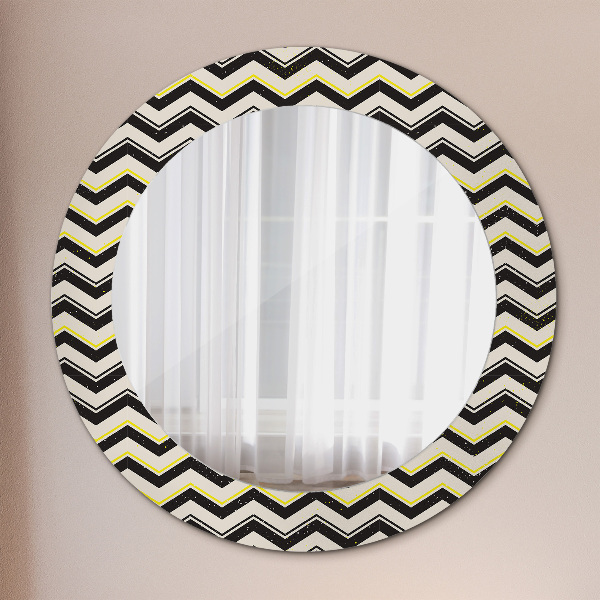 Round decorative mirror Zigzag pattern