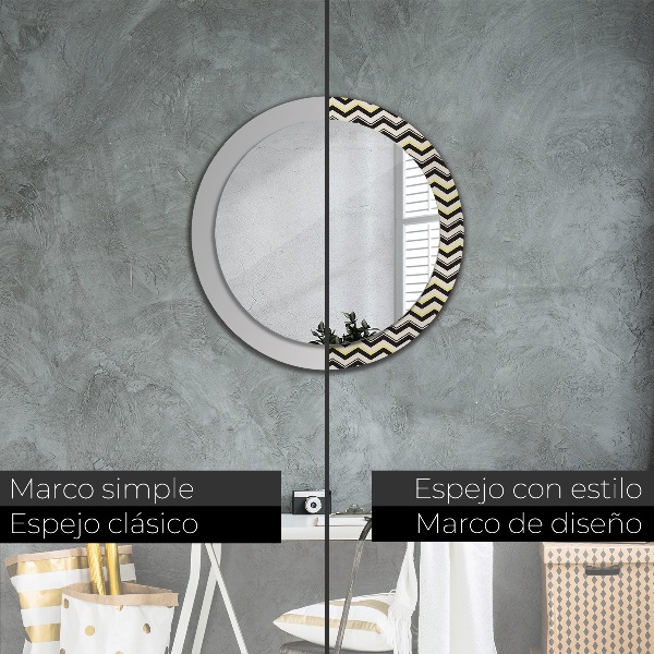 Round decorative mirror Zigzag pattern