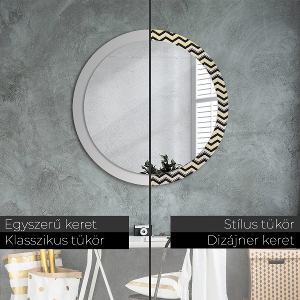Round decorative mirror Zigzag pattern