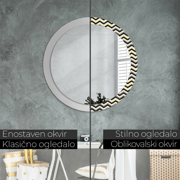 Round decorative mirror Zigzag pattern