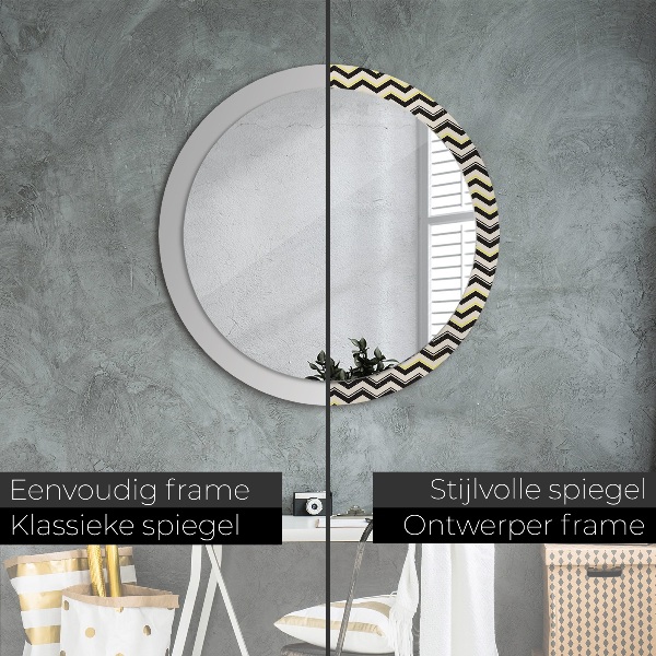 Round decorative mirror Zigzag pattern
