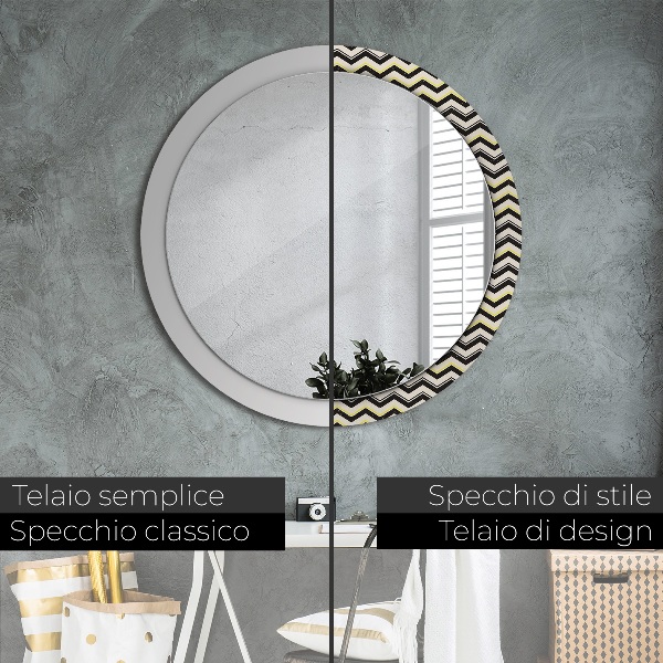 Round decorative mirror Zigzag pattern