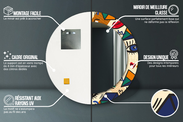 Round decorative mirror Pop art style