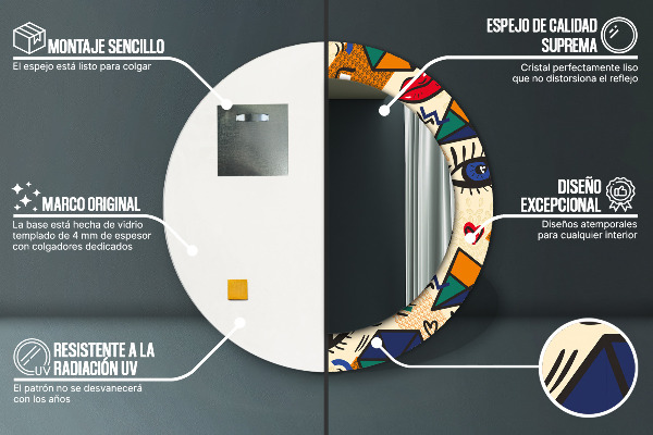 Round decorative mirror Pop art style