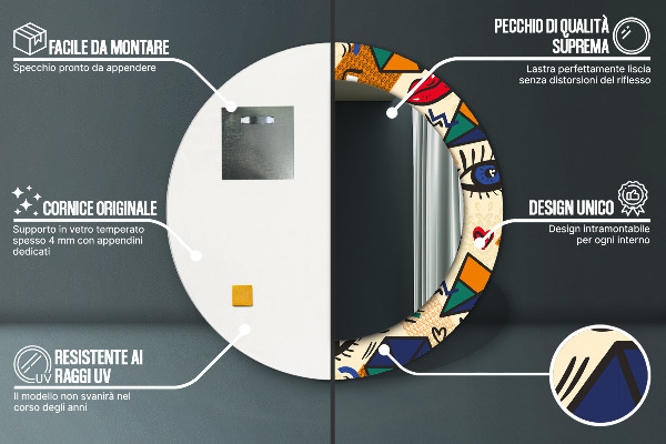 Round decorative mirror Pop art style