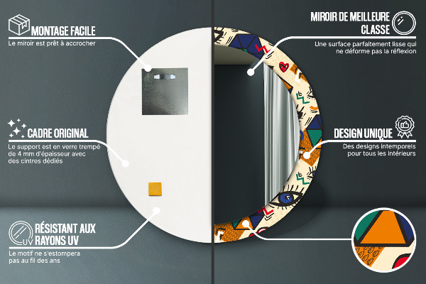 Round decorative mirror Pop art style