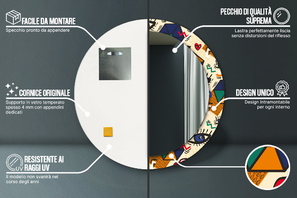 Round decorative mirror Pop art style