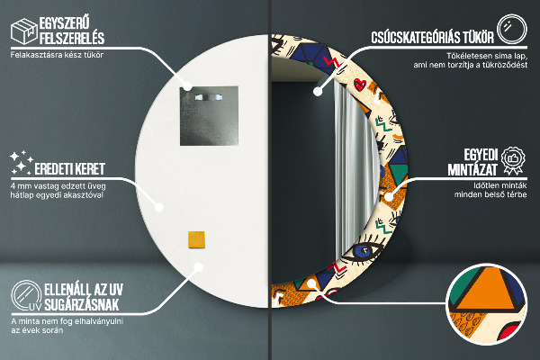 Round decorative mirror Pop art style