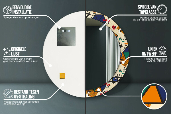 Round decorative mirror Pop art style