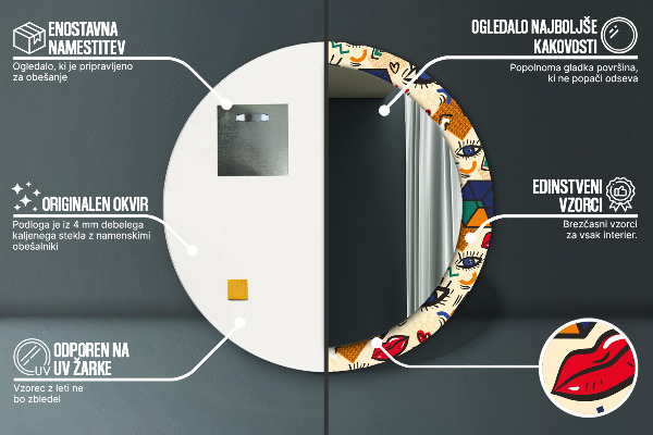 Round decorative mirror Pop art style