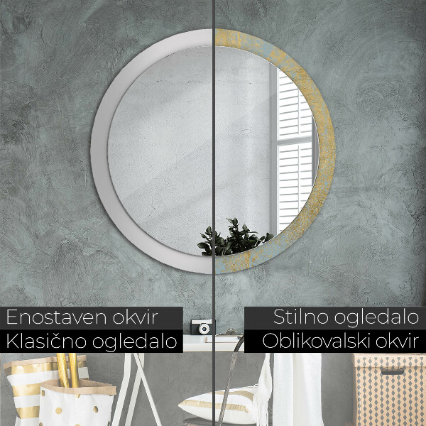 Round decorative mirror Gold foil texture
