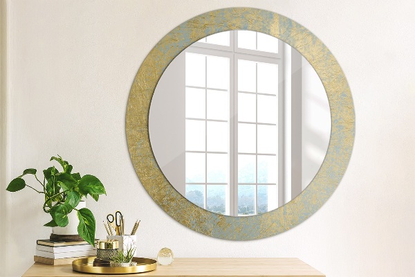 Round decorative mirror Gold foil texture