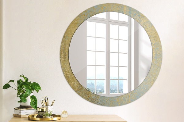 Round decorative mirror Gold foil texture