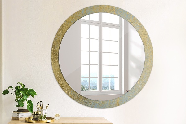 Round decorative mirror Gold foil texture