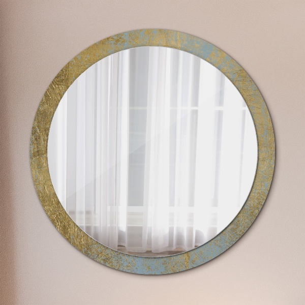 Round decorative mirror Gold foil texture