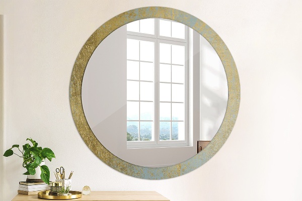 Round decorative mirror Gold foil texture