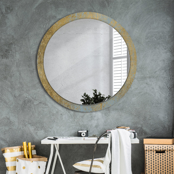 Round decorative mirror Gold foil texture