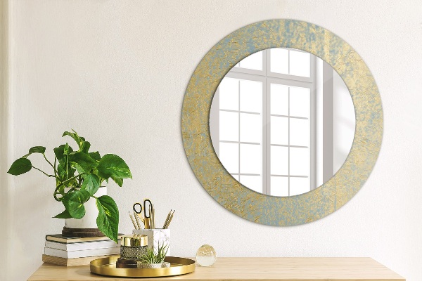 Round decorative mirror Gold foil texture