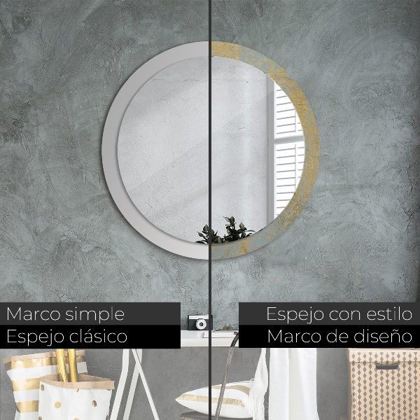Round decorative mirror Gold foil texture