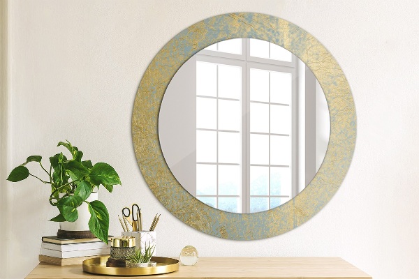 Round decorative mirror Gold foil texture