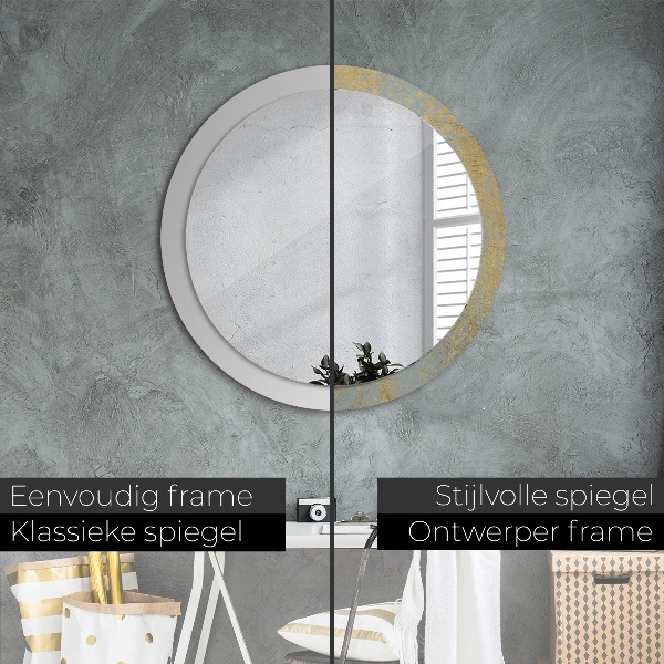 Round decorative mirror Gold foil texture