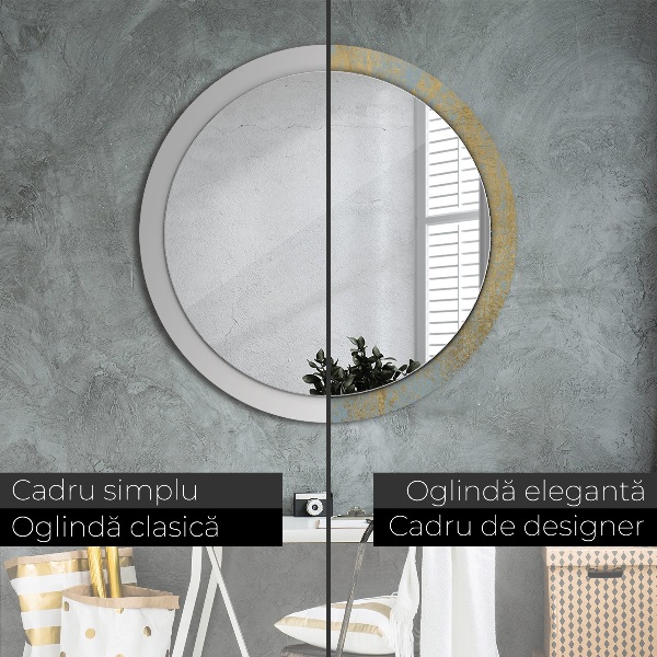 Round decorative mirror Gold foil texture