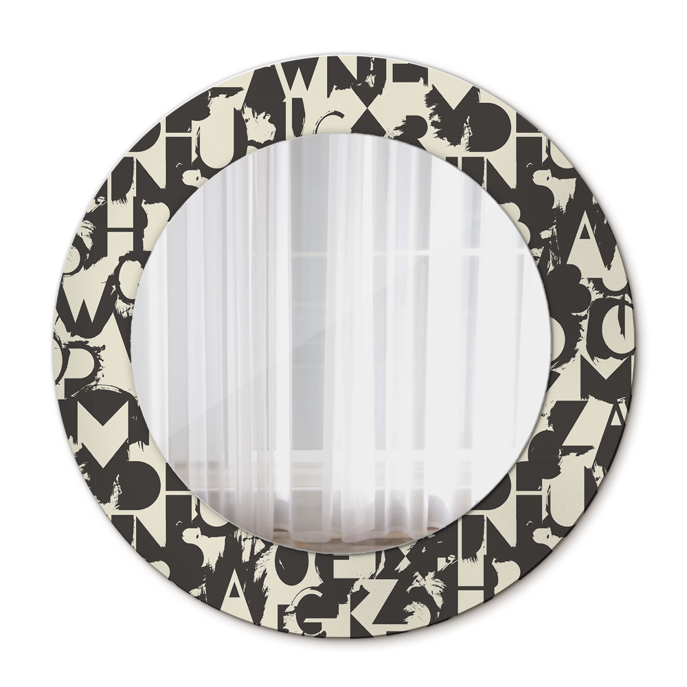 Round decorative mirror Abstract typography