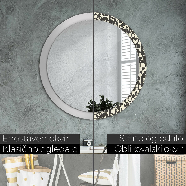 Round decorative mirror Abstract typography