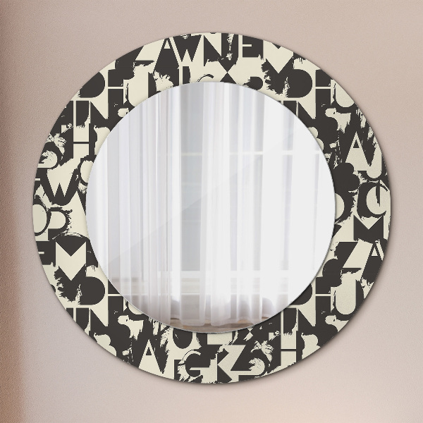 Round decorative mirror Abstract typography