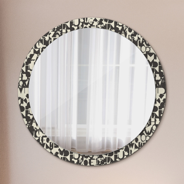 Round decorative mirror Abstract typography