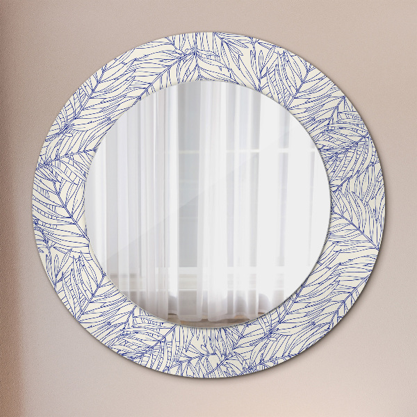Round decorative mirror Tropical palm countur