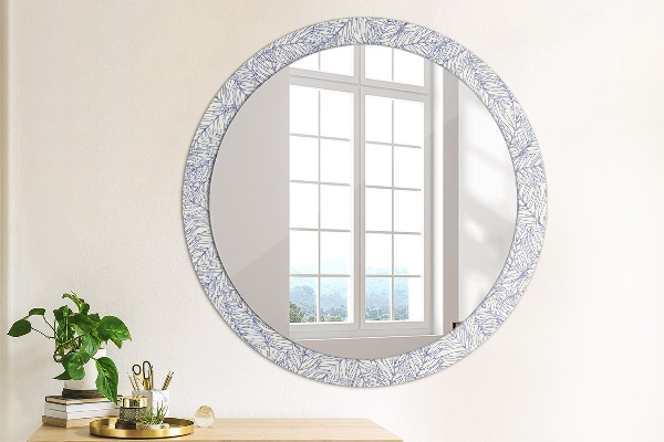 Round decorative mirror Tropical palm countur