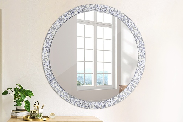 Round decorative mirror Tropical palm countur