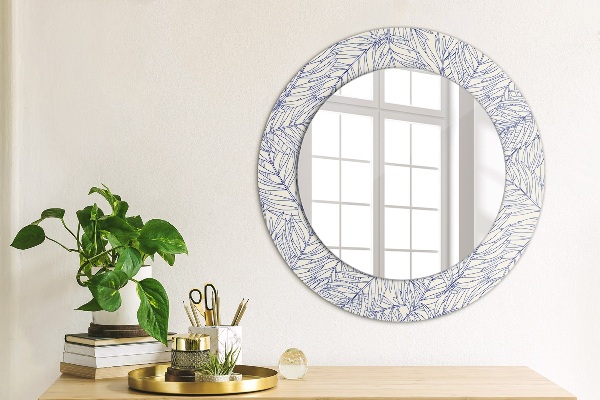Round decorative mirror Tropical palm countur